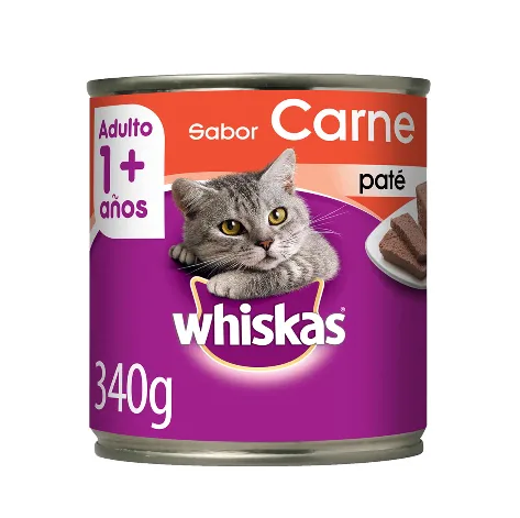 LATA WHISKAS GATO ADULTO CARNE X 340 GR