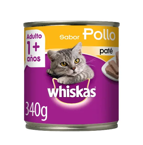 LATA WHISKAS GATO ADULTO POLLO X 340 GR