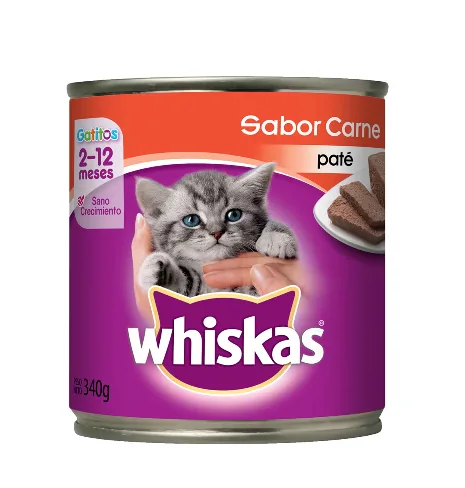 LATA WHISKAS GATO CACHORRO CARNE X 340 GR