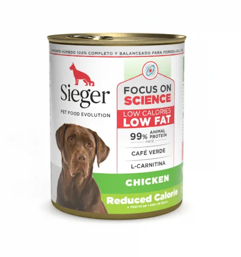 LATA SIEGER PERRO ADULTO CONTROL PESO POLLO X 340 GR
