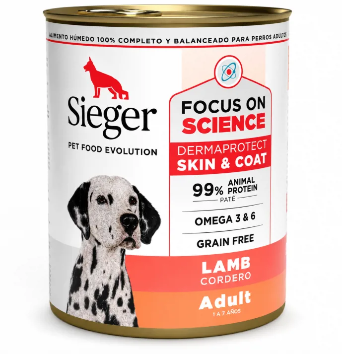 LATA SIEGER PERRO ADULTO DERMAPROTECT CORDERO