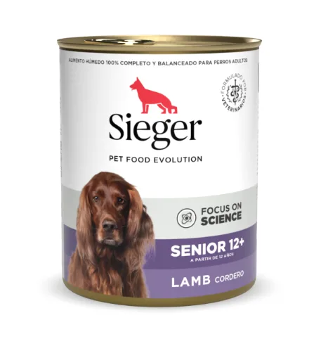 LATA SIEGER PERRO SENIOR +12 CORDERO X 340 GR