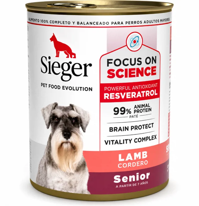 LATA SIEGER PERRO SENIOR +7 CORDERO X 340 GR