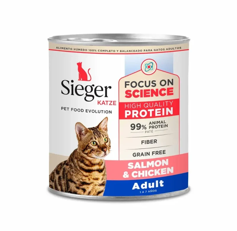 LATA SIEGER GATO ADULTO SALMON Y POLLO X 340 GR
