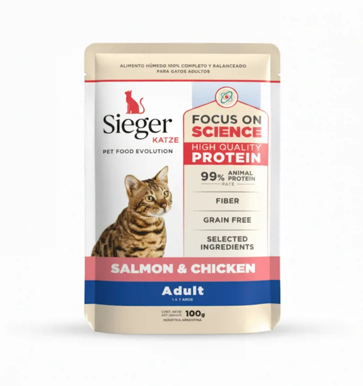 POUCH SIEGER GATO ADULTO SALMON Y POLLO