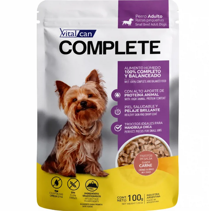 POUCH COMPLETE PERRO ADULTO RAZAS PEQUEÑAS CARNE