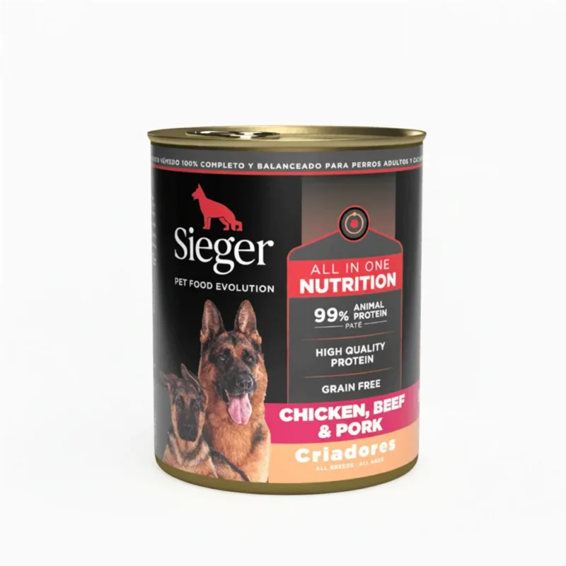 LATA SIEGER PERRO CACHORRO SALMON Y POLLO X 340 GR