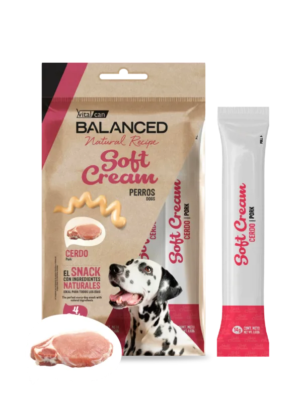 BALANCED NATURAL RECIPE PERRO SOFT CREAM CERDO 4 UNIDADES X 14GR.