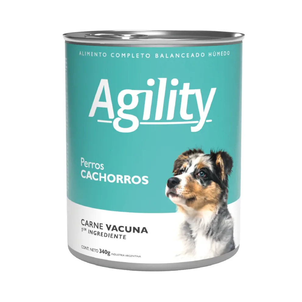 LATA AGILITY DOGS PUPPY CARNE VACUNA 340GR.