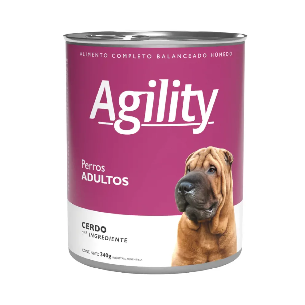 LATA AGILITY DOGS ADULT CERDO 340GR.
