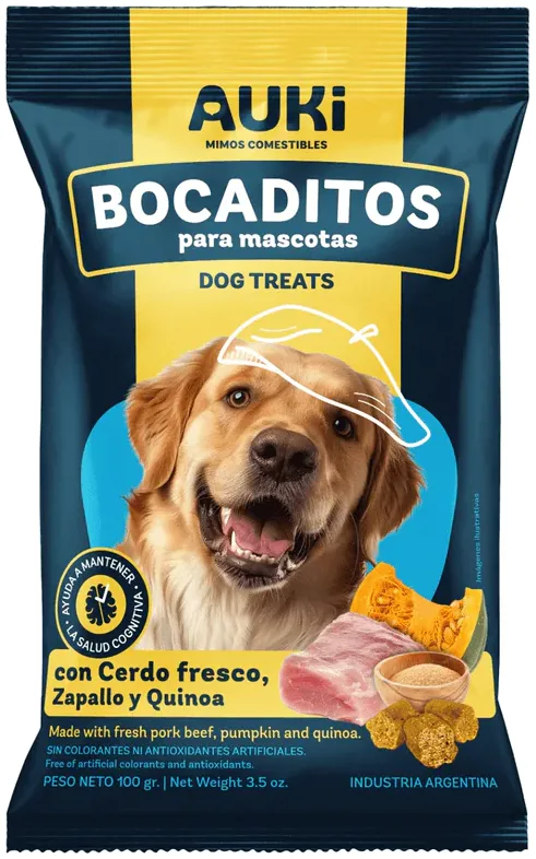 AUKI CERDO FRESCO, ZAPALLO Y QUINOA 100GR.