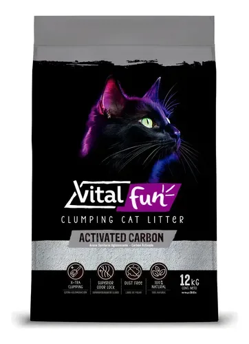 VITALFUN ARENA SANITARIA AGLOMERANTE CARBÓN ACTIVADO 12KG
